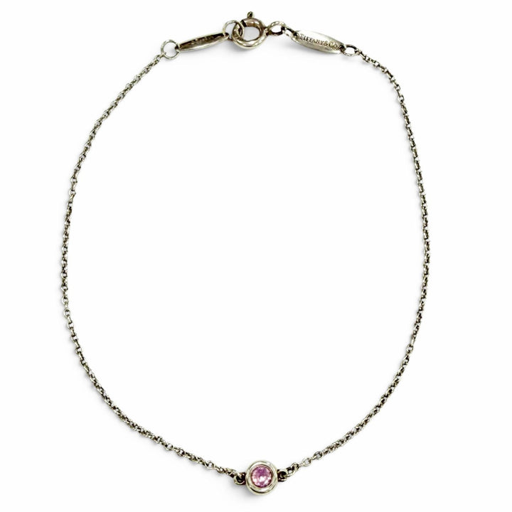 美品△TIFFANY&amp;Co. ティファニー エルサペレッティ カラー バイ ザ ヤード ピンク サファイヤ ブレスレット AG925 重量1.0g レディース