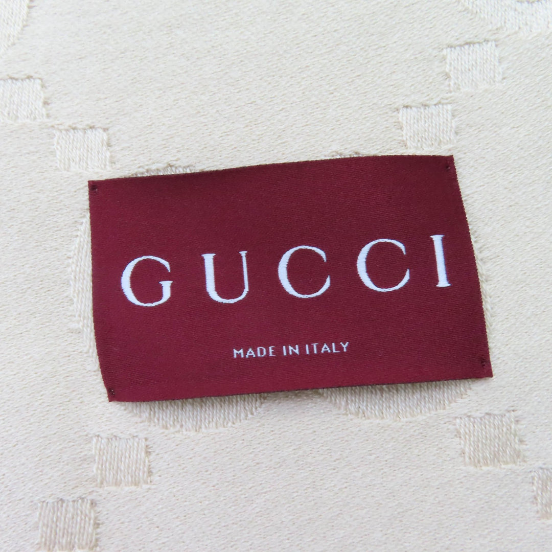 極美品☆GUCCI グッチ 795551 ウール シルク GGジャカード 大判 ブランケット ショール ベージュ 135×180cm 伊製 正規品 レディース