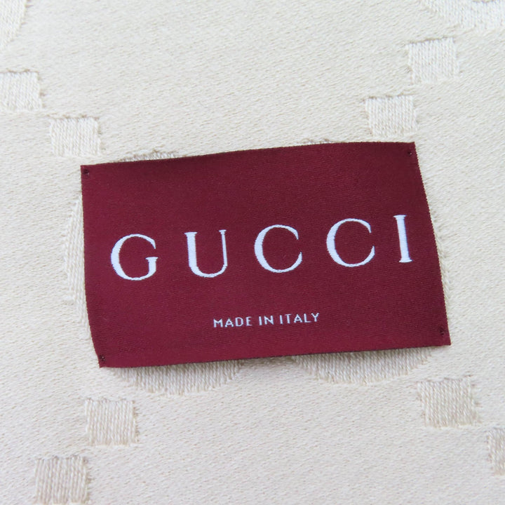 極美品☆GUCCI グッチ 795551 ウール シルク GGジャカード 大判 ブランケット ショール ベージュ 135×180cm 伊製 正規品 レディース