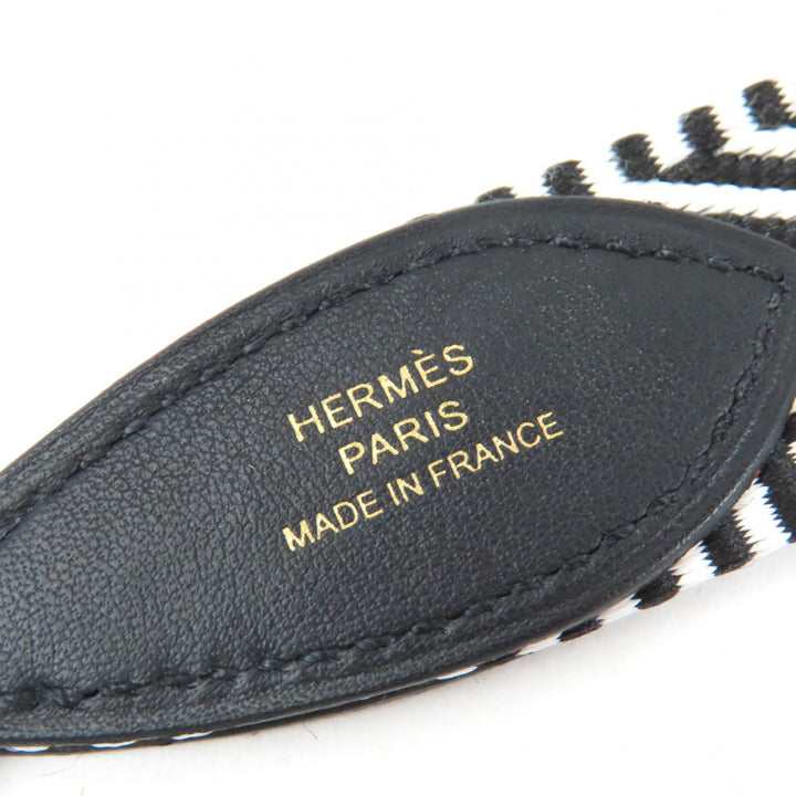 極美品☆HERMES エルメス バンドリエール サングルカヴァル トーゴー ショルダーストラップ キャンバス レザー使い ブラック系 B刻印