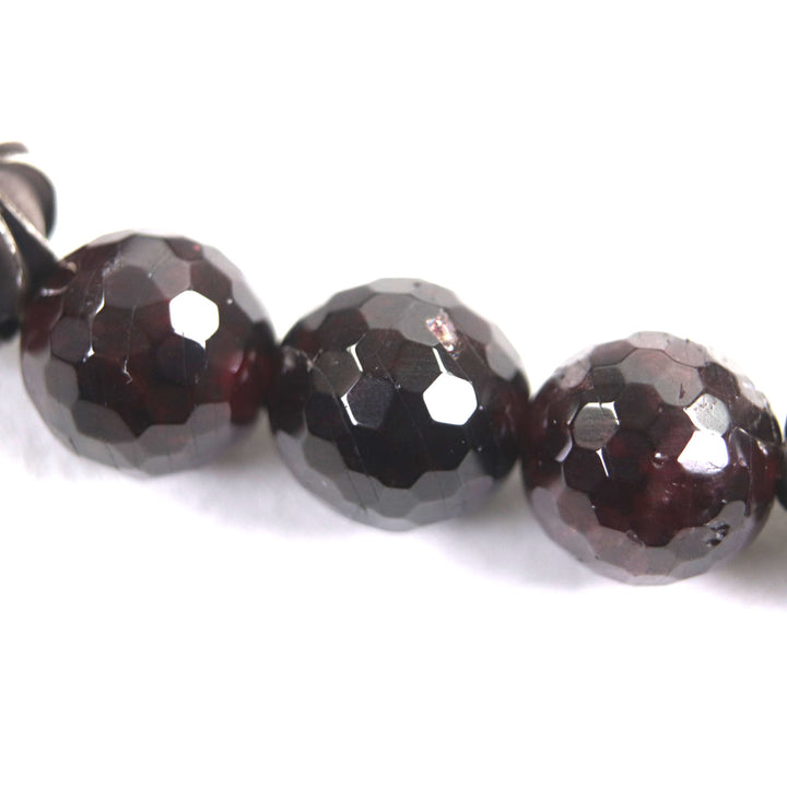 良品▼CHROME HEARTS クロムハーツ BEAD ガーネット 925 ブレスレット ボルドー シルバー 8mm 保存袋付き 重量40.1g メンズ アクセサリー