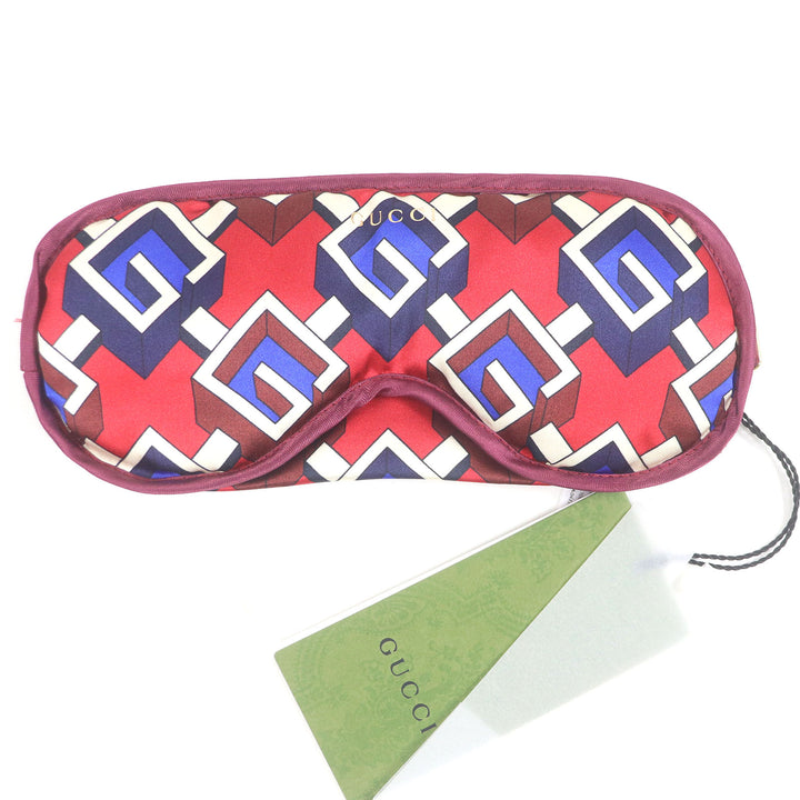 未使用品□GUCCI グッチ 662431 シルク100% ジオメトリックG アイマスク ネックピロー スリッパ トラベルセット XL 箱付き イタリア製