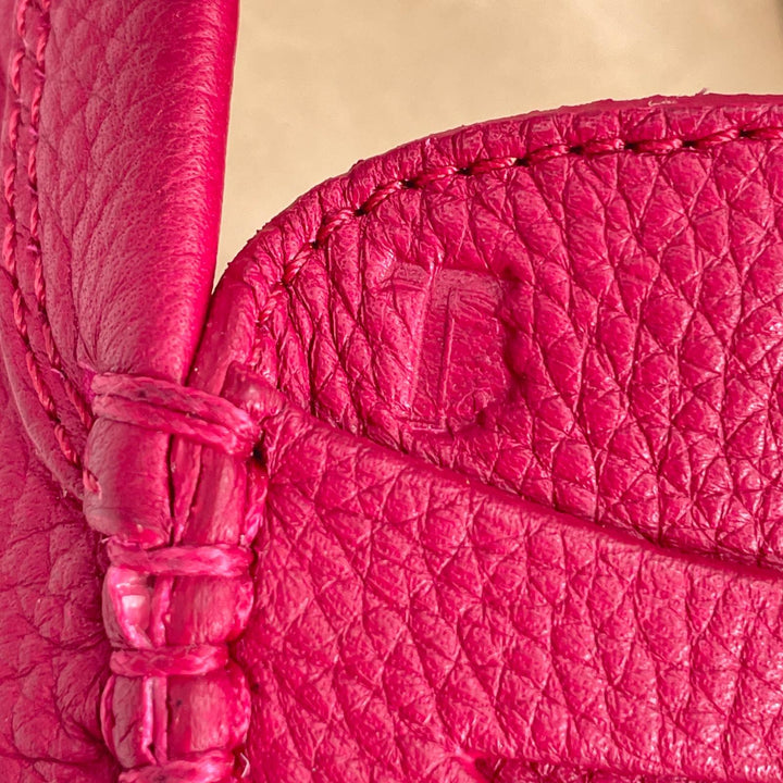 極美品▲TOD’S トッズ ゴンミーニ ロゴ刻印 レザーローファー モカシン ドライビングシューズ ピンク 36 イタリア製 レディース