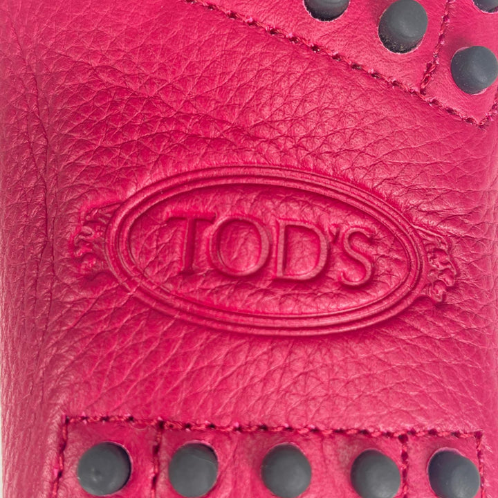 極美品▲TOD’S トッズ ゴンミーニ ロゴ刻印 レザーローファー モカシン ドライビングシューズ ピンク 36 イタリア製 レディース