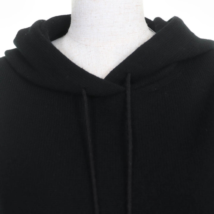 極美品☆CHANEL シャネル P72799K10443 カシミヤ100％ ココマークボタン 2WAY クロップド丈 ニット パーカー ブラック 34 正規品