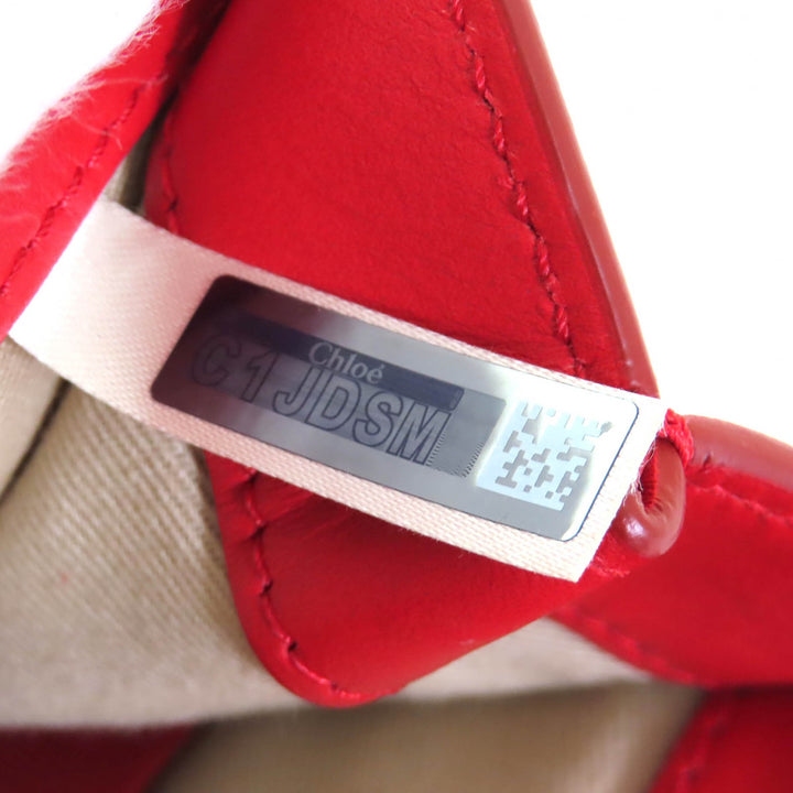 極美品△Chloe クロエ CHC19SS192A37640 クロエ C ロゴ スウェードレザー使い レザー チェーン ショルダーバッグ レッド 保存袋付き 伊製