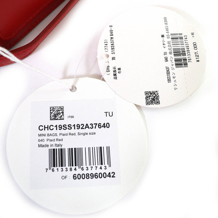 極美品△Chloe クロエ CHC19SS192A37640 クロエ C ロゴ スウェードレザー使い レザー チェーン ショルダーバッグ レッド 保存袋付き 伊製