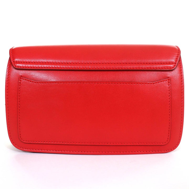 極美品△Chloe クロエ CHC19SS192A37640 クロエ C ロゴ スウェードレザー使い レザー チェーン ショルダーバッグ レッド 保存袋付き 伊製