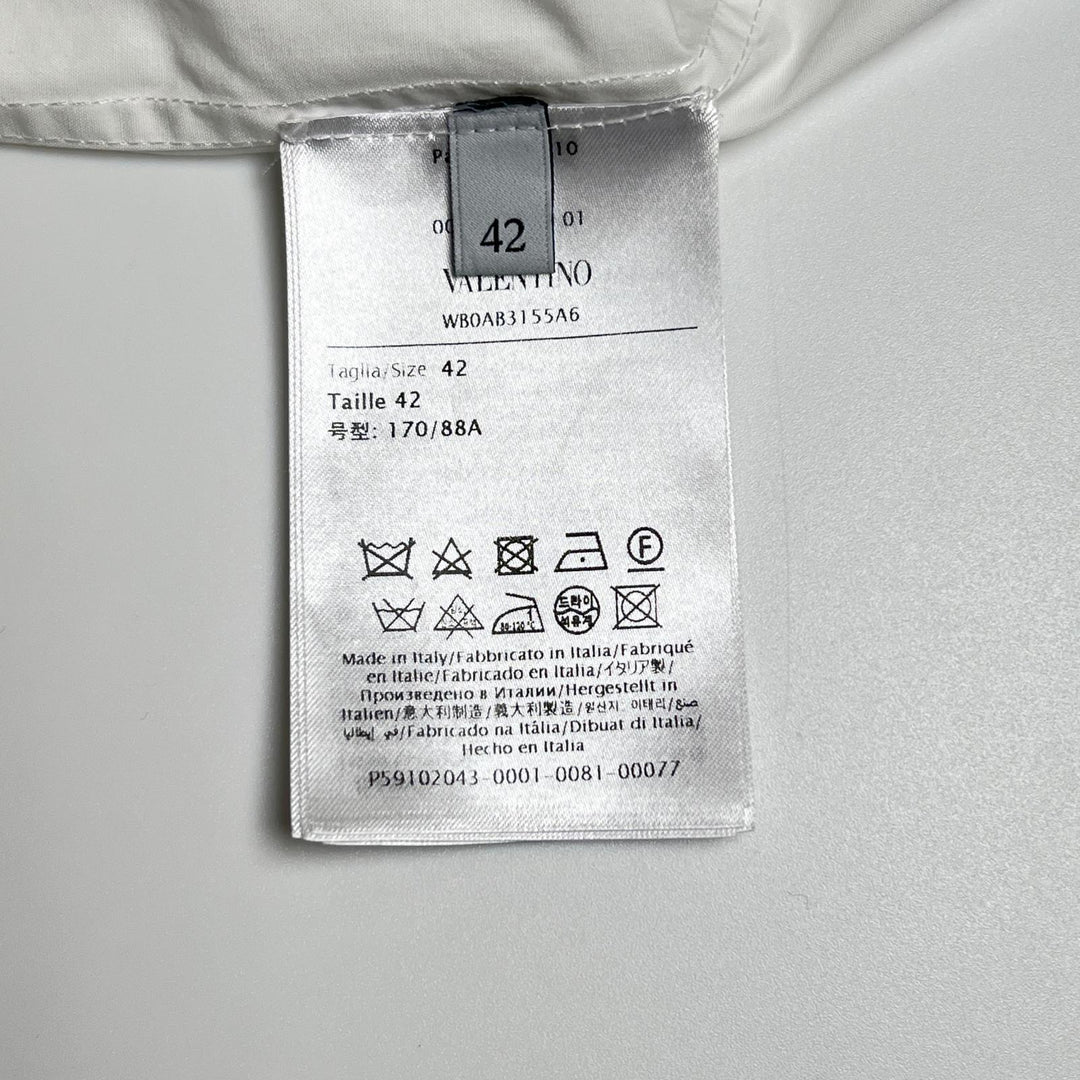 美品▲VALENTINO ヴァレンティノ WB0AB3155A6 コットン100% ビーズ付 長袖シャツ ホワイト 42 イタリア製 正規品 レディース