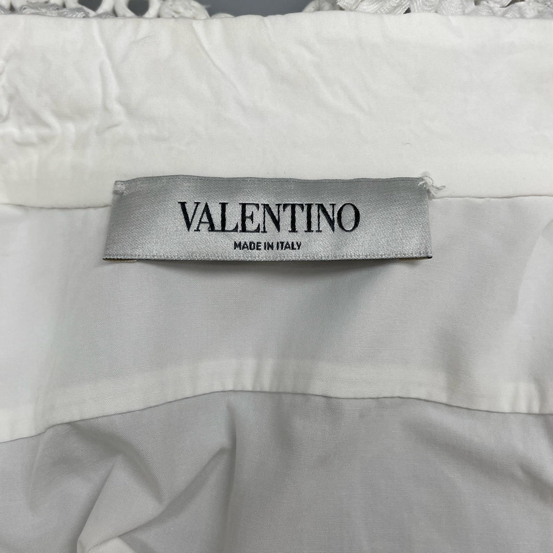 美品▲VALENTINO ヴァレンティノ WB0AB3155A6 コットン100% ビーズ付 長袖シャツ ホワイト 42 イタリア製 正規品 レディース