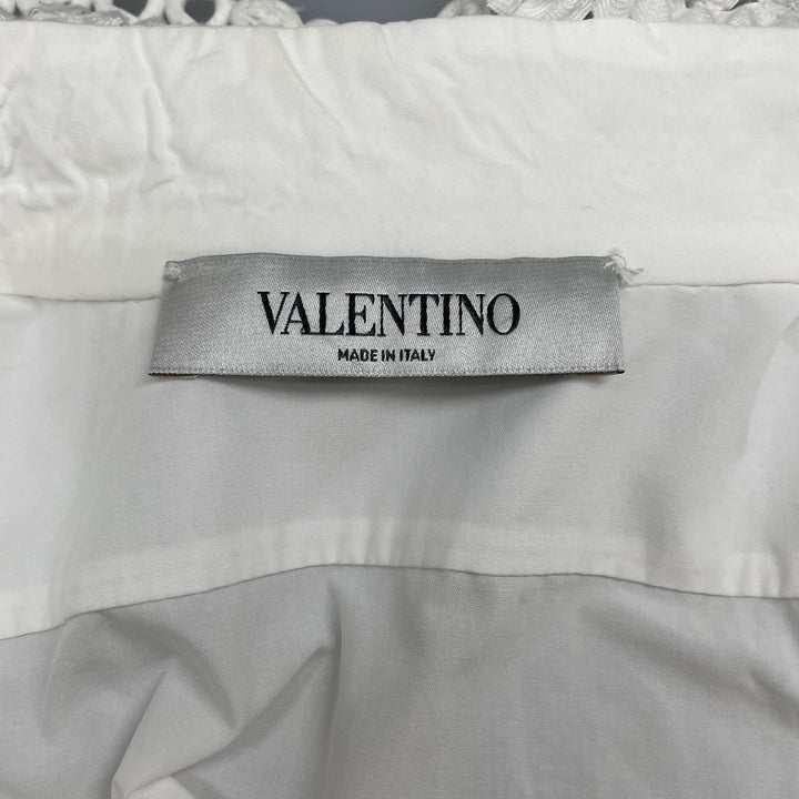 美品▲VALENTINO ヴァレンティノ WB0AB3155A6 コットン100% ビーズ付 長袖シャツ ホワイト 42 イタリア製 正規品 レディース