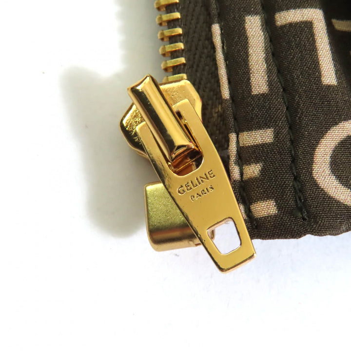 極美品★CELINE セリーヌ 2V19J983Q シルク100％ エディ期 トリオンフボタン 総ロゴデザイン ノーカラー ジャケット カーキ ベージュ　36
