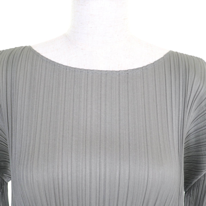 極美品★PLEATS PLEASE プリーツプリーズ イッセイミヤケ PP63-JH603 裾変形 長袖 プリーツ ロングワンピース グレー 3 日本製 正規品