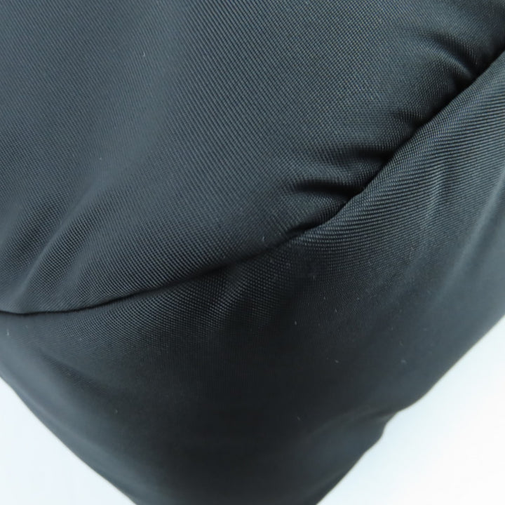美品★PRADA プラダ 1BG867 Re-Nylon ポーチ・ショルダー付 トライアングルロゴ レザー使い 2WAY ハンドバッグ ブラック 伊製 レディース