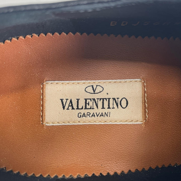 美品▲Valentino Garavani ヴァレンティノガラヴァーニ BDJ56RW スタッズ レザーシューズ ブラック 38 保存袋付き イタリア製 レディース