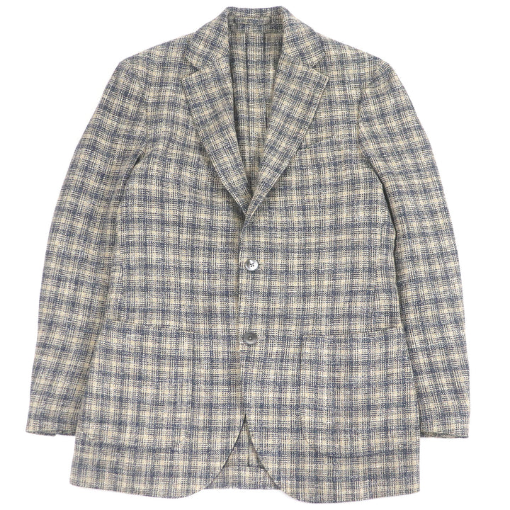 極美品□LARDINI ラルディーニ シングル アンコンジャケット テーラードジャケット ベージュ ネイビー 44 イタリア製 正規品 メンズ