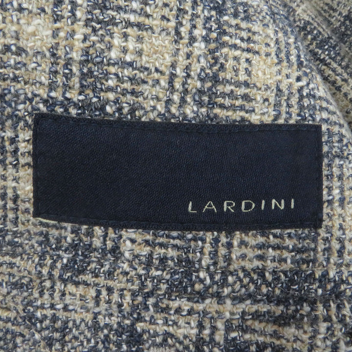 極美品□LARDINI ラルディーニ シングル アンコンジャケット テーラードジャケット ベージュ ネイビー 44 イタリア製 正規品 メンズ