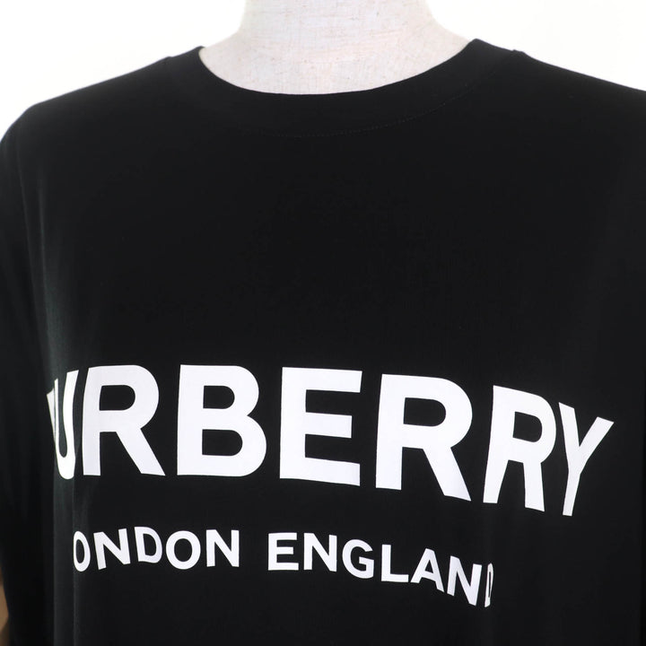 極美品☆BURBERRY バーバリー 8025663 コットン100％ ティッシ期 袖穴あきデザイン ロゴ入り 長袖Ｔシャツ ブラック L 正規品 レディース