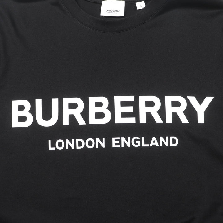 極美品☆BURBERRY バーバリー 8025663 コットン100％ ティッシ期 袖穴あきデザイン ロゴ入り 長袖Ｔシャツ ブラック L 正規品 レディース