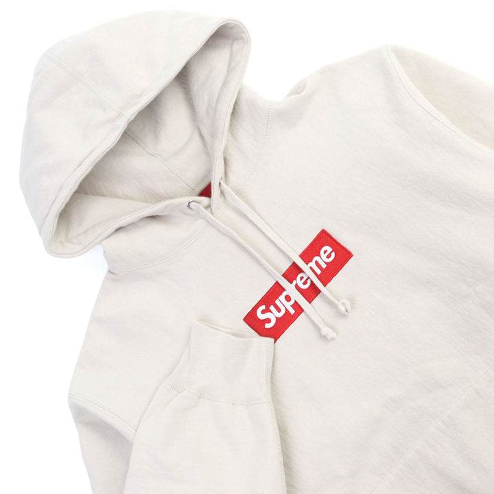 美品○Supreme シュプリーム 24AW Box Logo Hooded Sweatshirt ボックスロゴ 2024刺繍 裏起毛 パーカー アイボリー S 正規品 メンズ