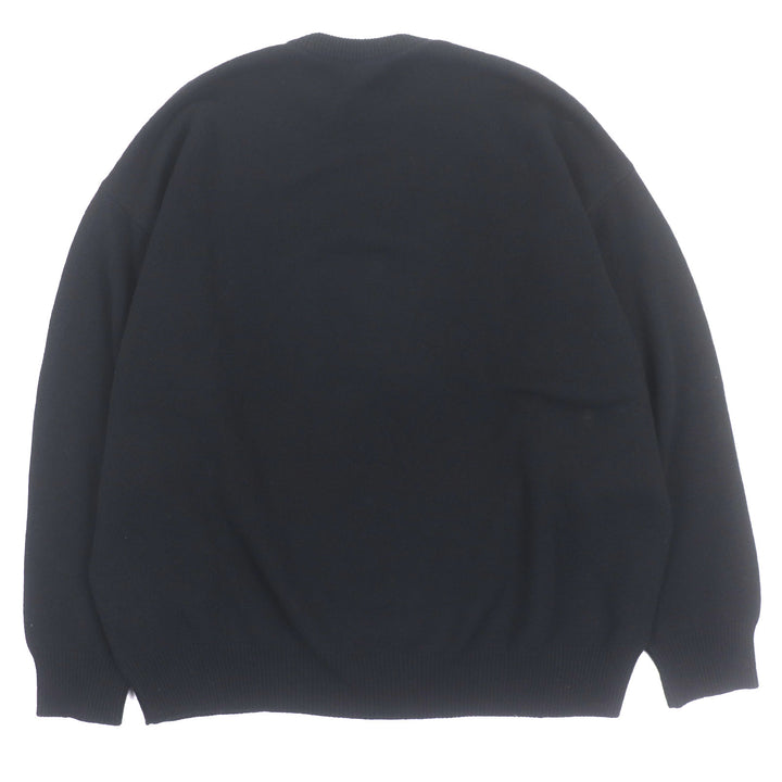 未使用品▼BALENCIAGA バレンシアガ 22AW 719658 カシミヤ100% Bedifferent 刺繍 クルーネック ニットセーター ブラック M 正規品 メンズ