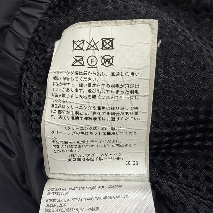 良品□CANADA GOOSE カナダグース 2052M LANGFORD ロゴワッペン フーデッドダウンジャケット コート ブラック XS カナダ製 正規品 メンズ