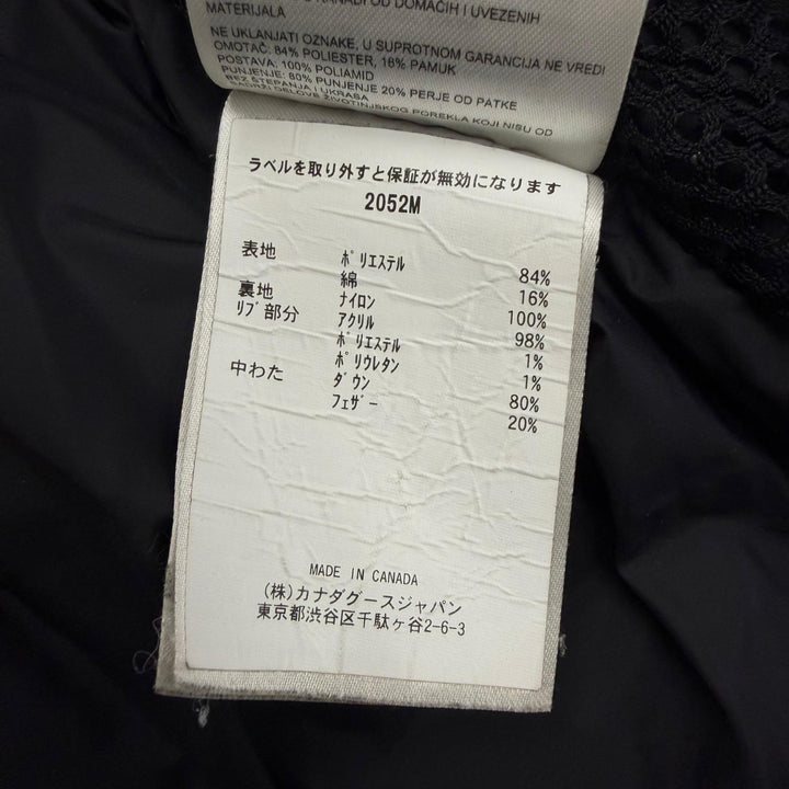 良品□CANADA GOOSE カナダグース 2052M LANGFORD ロゴワッペン フーデッドダウンジャケット コート ブラック XS カナダ製 正規品 メンズ