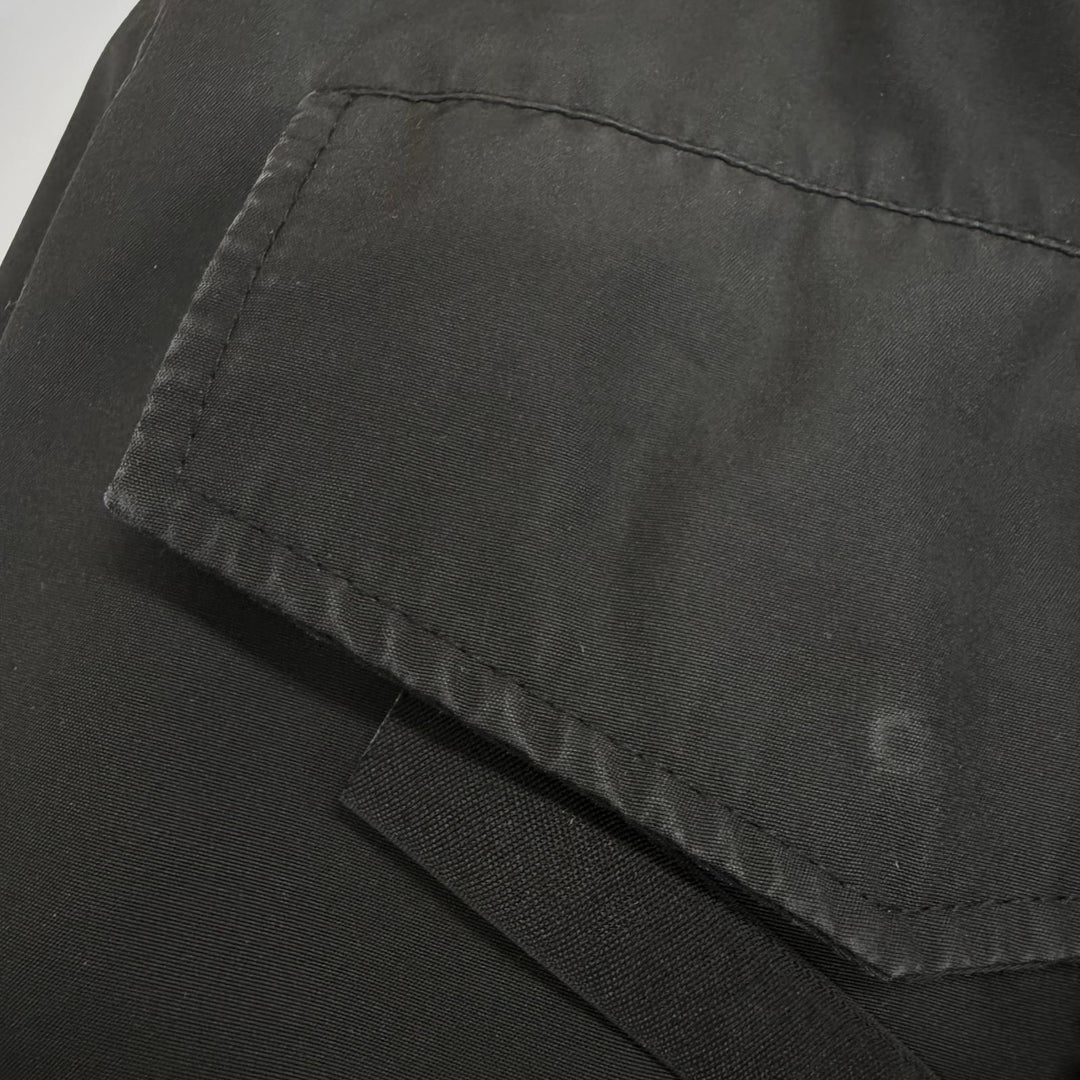 良品□CANADA GOOSE カナダグース 2052M LANGFORD ロゴワッペン フーデッドダウンジャケット コート ブラック XS カナダ製 正規品 メンズ