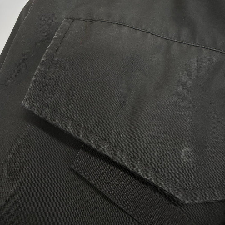 良品□CANADA GOOSE カナダグース 2052M LANGFORD ロゴワッペン フーデッドダウンジャケット コート ブラック XS カナダ製 正規品 メンズ