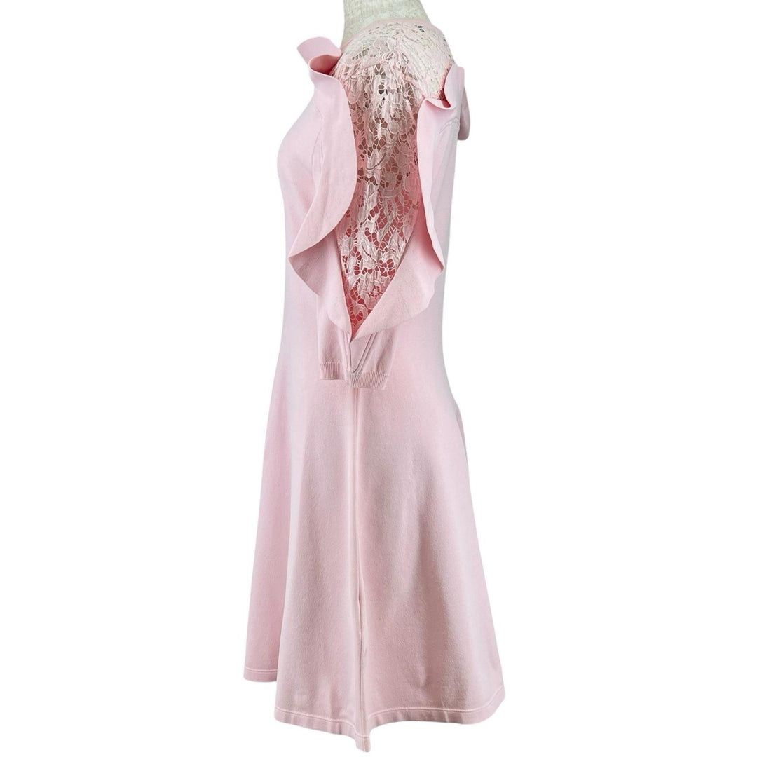 美品▲VALENTINO ヴァレンティノ QB2KD07343K レース切り替え ワンピース ドレス ピンク M イタリア製 正規品 レディース