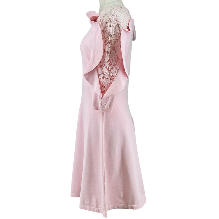 美品▲VALENTINO ヴァレンティノ QB2KD07343K レース切り替え ワンピース ドレス ピンク M イタリア製 正規品 レディース