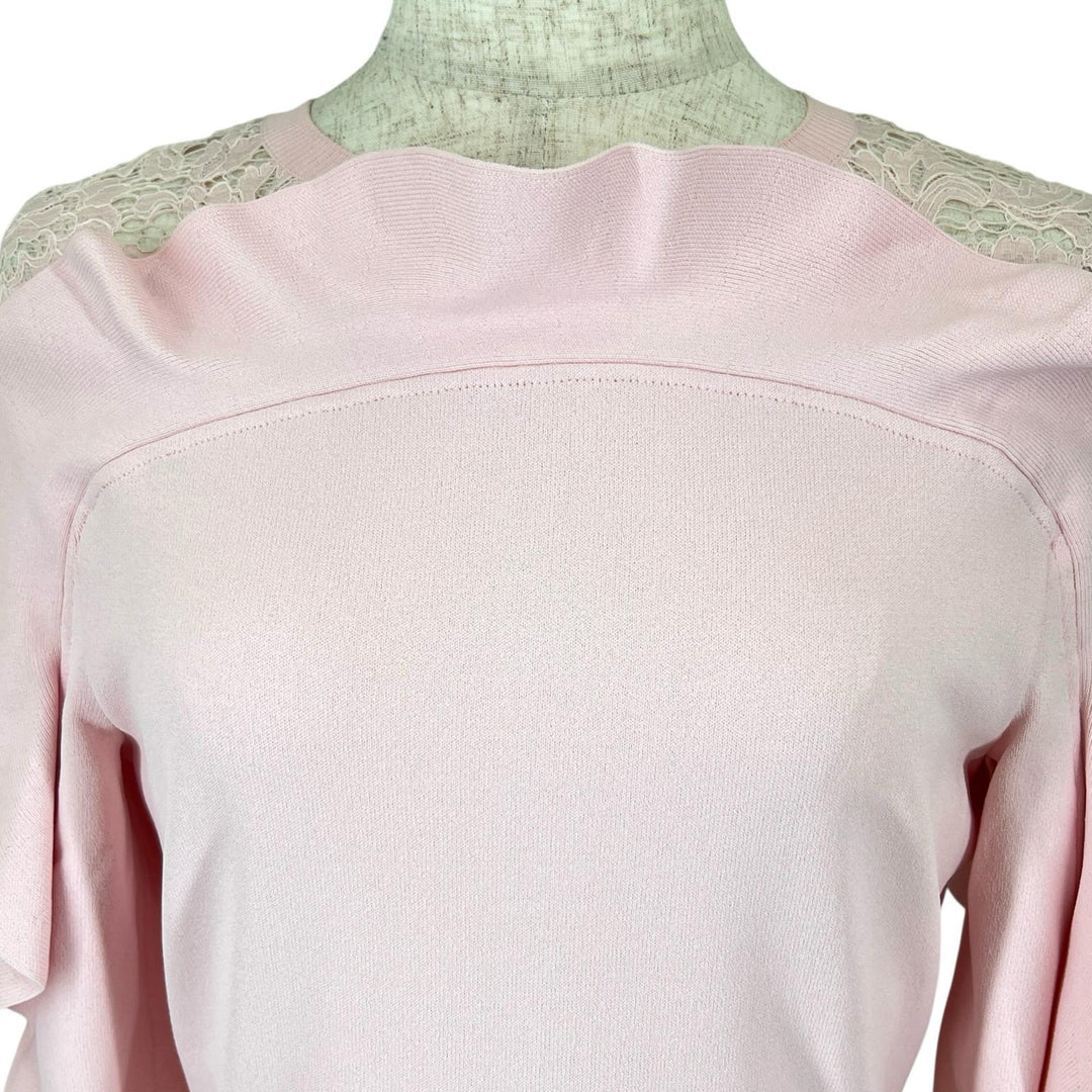 美品▲VALENTINO ヴァレンティノ QB2KD07343K レース切り替え ワンピース ドレス ピンク M イタリア製 正規品 レディース
