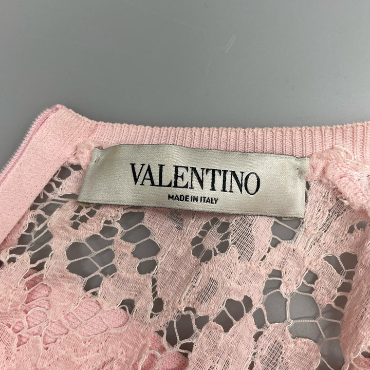 美品▲VALENTINO ヴァレンティノ QB2KD07343K レース切り替え ワンピース ドレス ピンク M イタリア製 正規品 レディース