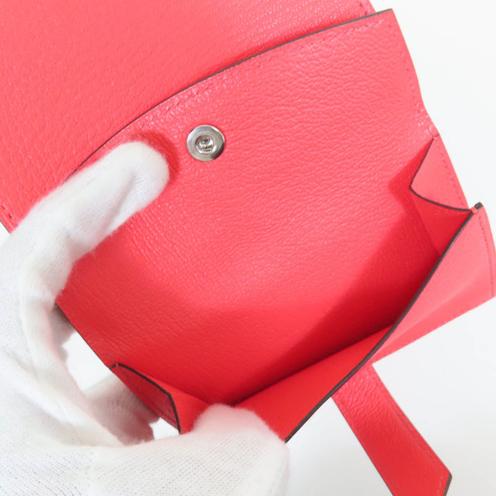 未使用品☆HERMES エルメス ベアン ミニ シェーブル ローズテキサス シルバー金具 ミニウォレット 二つ折り財布 W刻印 仏製 レディース