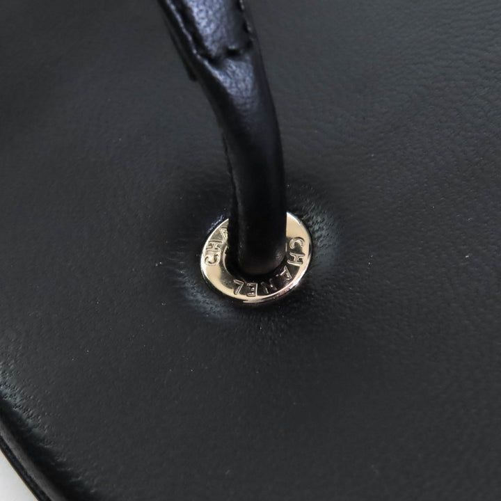未使用品△CHANEL シャネル 24C G45428 ココマーク アンクルストラップ レザー トングサンダル フラットサンダル ブラック 36 スペイン製
