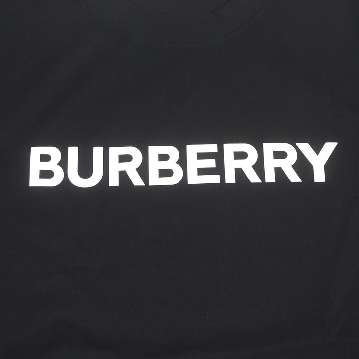 未使用品□BURBERRY バーバリー 8080324 コットン100％ ロゴプリント クルーネック カットソー 半袖Ｔシャツ ブラック M 正規品 メンズ