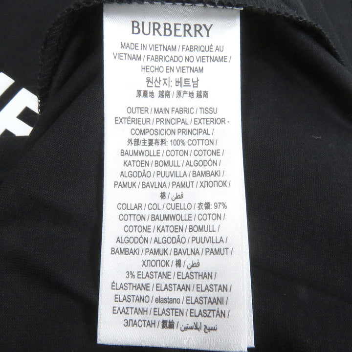 未使用品□BURBERRY バーバリー 8080324 コットン100％ ロゴプリント クルーネック カットソー 半袖Ｔシャツ ブラック M 正規品 メンズ