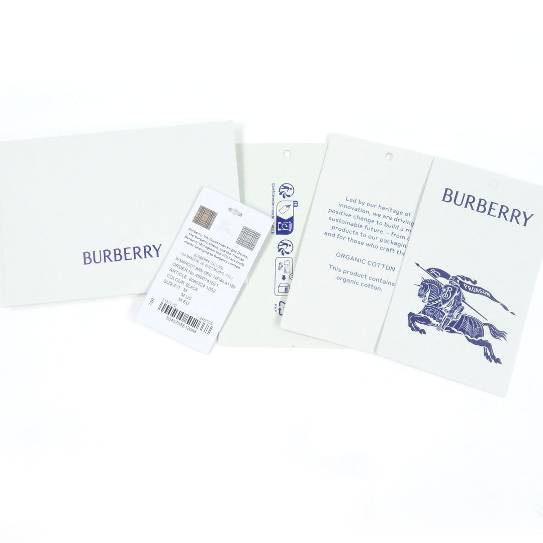 未使用品□BURBERRY バーバリー 8080324 コットン100％ ロゴプリント クルーネック カットソー 半袖Ｔシャツ ブラック M 正規品 メンズ