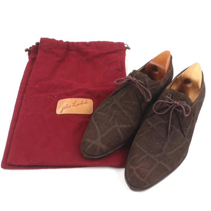 美品▼John Lobb ジョンロブ エレファントレザー 希少 ビスポーク プレーントゥ レースアップ シューズ 28cm相当 保存袋付き メンズ