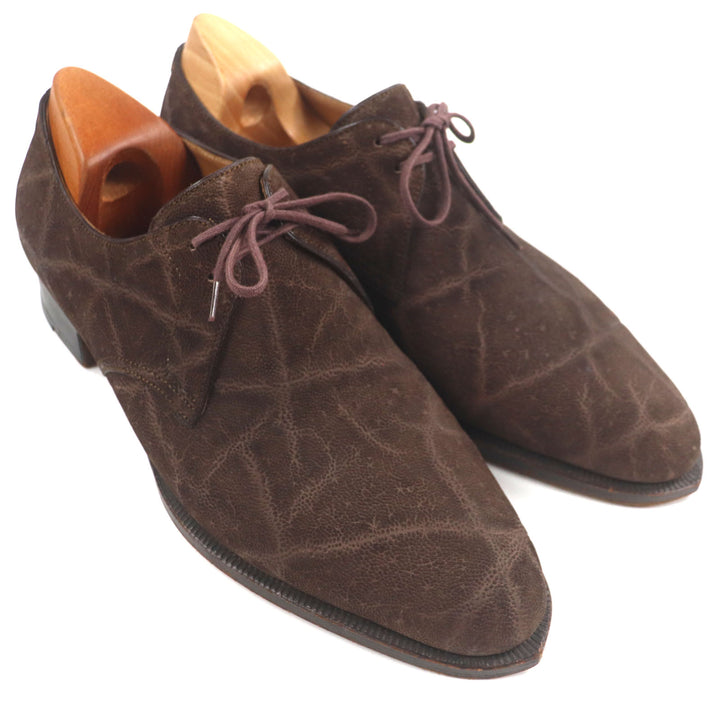 美品▼John Lobb ジョンロブ エレファントレザー 希少 ビスポーク プレーントゥ レースアップ シューズ 28cm相当 保存袋付き メンズ