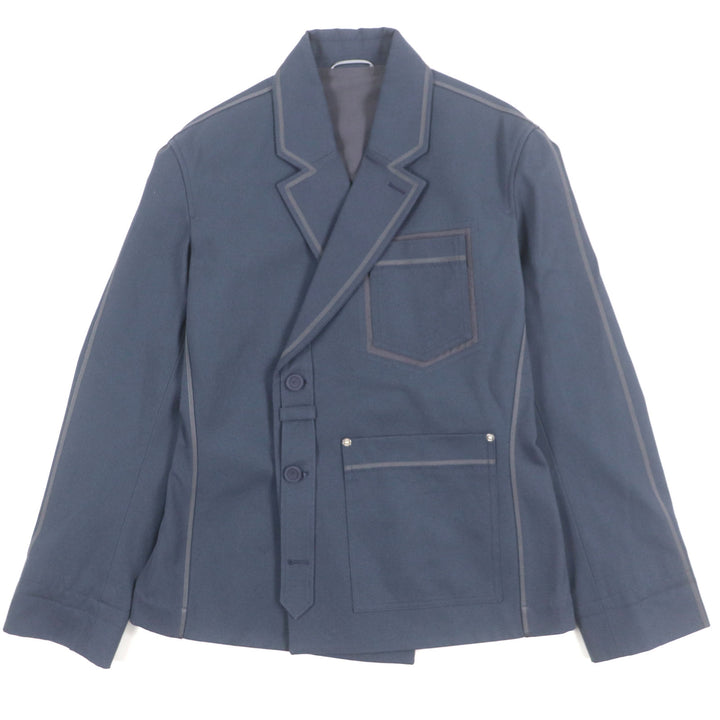 極美品▼DIOR ディオール オム 24SS 383C276A5641 ガードナーズ シルク使い ダブルジャケット テーラード ネイビー 48 正規品 メンズ
