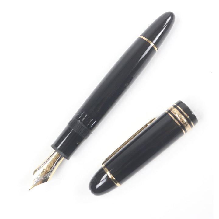 極美品□MONTBLANC モンブラン マイスターシュテュック 149 18K Fニブ キャップ式 万年筆 ブラック ゴールド 箱・ケース付き ドイツ製