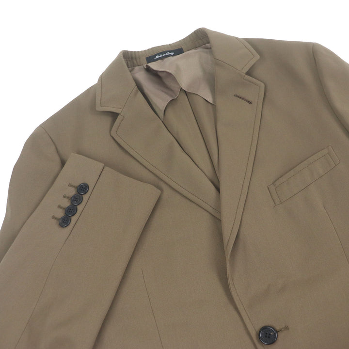 極美品□Dunhill ダンヒル ウール100％ 裏シルク混 ロゴボタン シングル テーラードジャケット ブレザー ベージュ 48 イタリア製 正規品