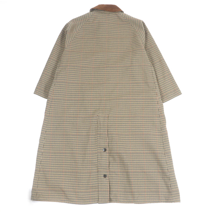 極美品□Barbour バブアー 2002219 グレンチェック 襟コーデュロイ ロゴボタン ステンカラーコート ロングコート ベージュ系 8 正規品