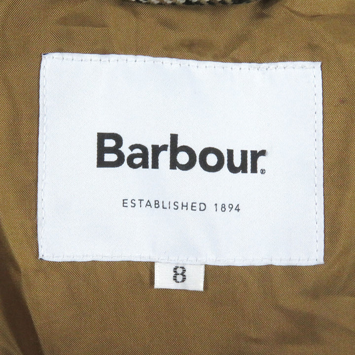 極美品□Barbour バブアー 2002219 グレンチェック 襟コーデュロイ ロゴボタン ステンカラーコート ロングコート ベージュ系 8 正規品