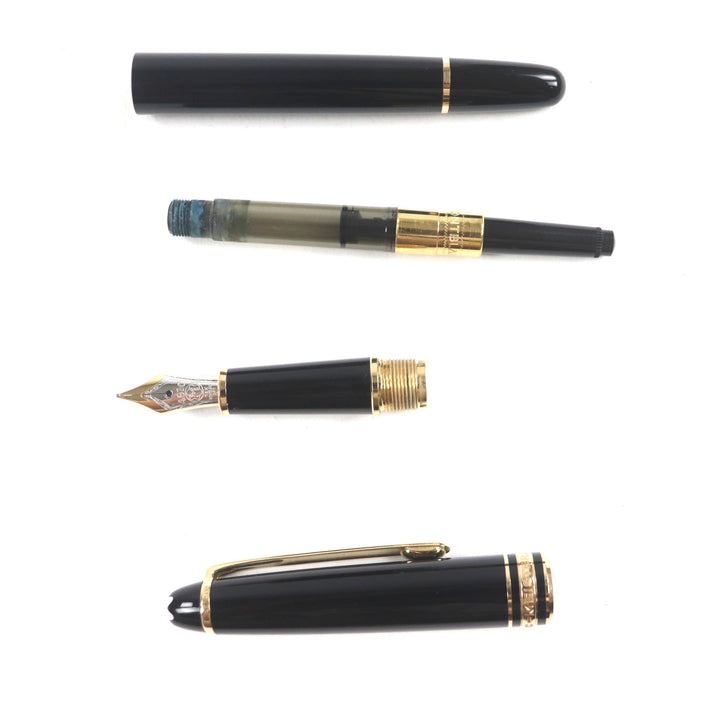 美品▼MONTBLANC モンブラン マイスターシュテュック クラシック 14K Fニブ ホワイトスター 万年筆 ブラック ゴールド ドイツ製 メンズ