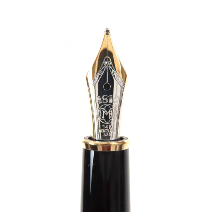 美品▼MONTBLANC モンブラン マイスターシュテュック クラシック 14K Fニブ ホワイトスター 万年筆 ブラック ゴールド ドイツ製 メンズ