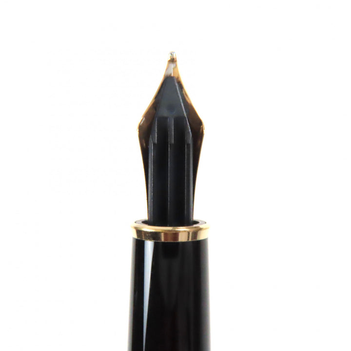 美品▼MONTBLANC モンブラン マイスターシュテュック クラシック 14K Fニブ ホワイトスター 万年筆 ブラック ゴールド ドイツ製 メンズ