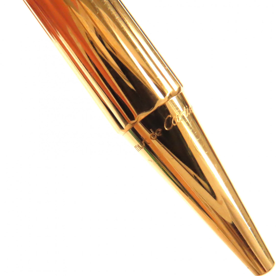 良品▼Cartier カルティエ トリニティ ドゥ カルティエ ー ストライプ柄 ツイスト式 ボールペン ゴールド フランス製 メンズ 筆記確認済