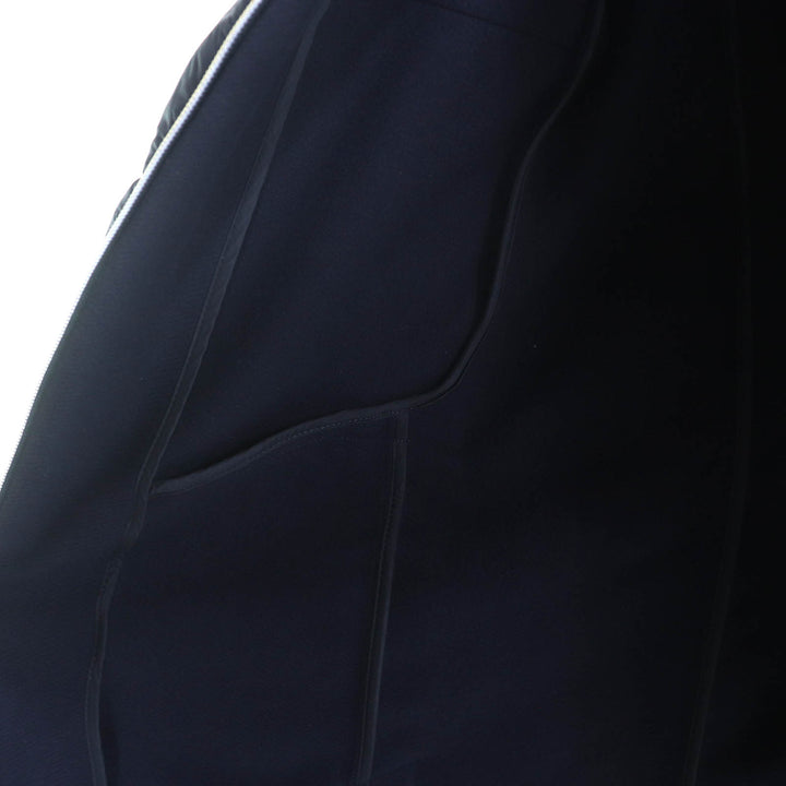 美品△Herno ヘルノ 2020年製 PI1214D ロゴプレート スタンドカラー ウール切替 ZIP UP ロング ダウンコート ネイビー 40 伊製 正規品
